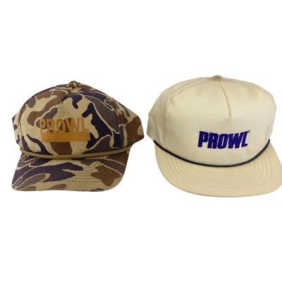 80s Vtg Lot of 2 Prowl Camo Prowl Cream Rope Snapback Trucker Hats Cap Youngan - Image 1 of 4