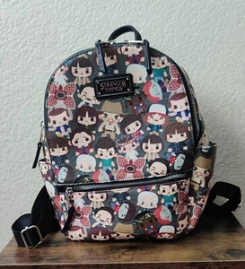 Loungefly Stranger Things NetFlix Chibi All Over Print Mini Backpack Purse Bag - Picture 1 of 14