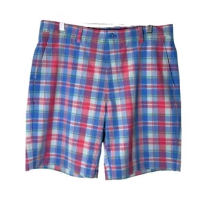 Vineyard Vines Men Breaker Shorts Plaid Golf Size 34 Blue Pink Bahama Breeze NEW - Picture 1 of 7