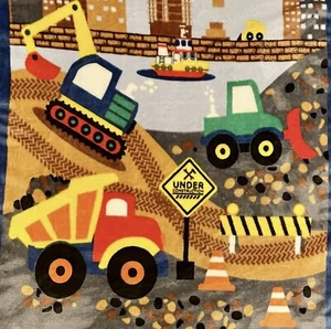 Everyday Kids Under Construction Vehicles Boy's Plush Soft Blanket 30 X 40 - Picture 1 of 9