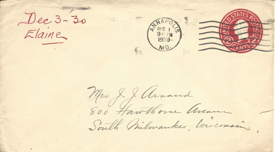 U.S. - ANNAPOLIS, MD. DECEMBER 1, 1930 WAVE CANCEL ON SCOTT'S #U429b - Image 1 of 1