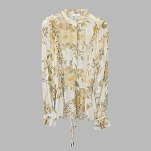 Reiss Alandra Floral Print Ruffled Crinkle Blouse Top | UK 6 - Picture 1 of 10