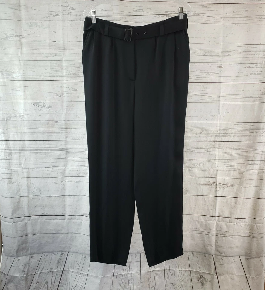 Calça cropped Jeanne Lanvin feminina tamanho 42 EUA 12 preta perna cônica com cinto - Imagem 1 de 4