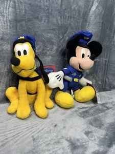 Disney Sega Plush Lot of 2 Mickey Mouse Officer Pluto Police Dog Rare Prize Only - Picture 1 of 7