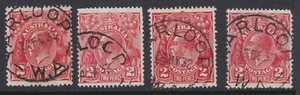KGV Australia 2d Red YARLOOP WA Town CDS Lot x 4 - Picture 1 of 1