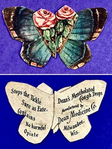 Jahrhundertalter Papier Schmetterling Werbung Premium / Dekan Hustentropfen / "kein Opiat" - Bild 1 von 4