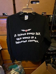 Vintage tshirt long sleeve medium Delta Pro Weight "If Idiotd could fly - Picture 1 of 3