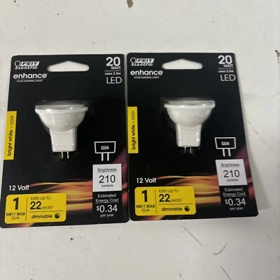 2 Feit Electric MR11 Bulb GU4 20W Replacement Dimmable Enhance Reflector LED #S5 - Image 1 of 2