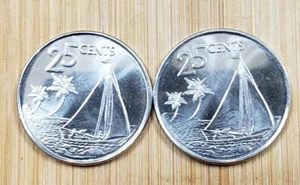 2007 Bahamas 25 Cent Segelboot Münze BU (Menge 2 Münzen) - Bild 1 von 2