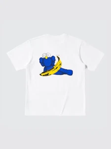 Gr. XXL KAWS | Uniqlo Warhol UT weiß/blau/gelb Grafik T-Shirt 471321 Neu mit Etikett - Bild 1 von 6