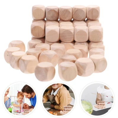 Wooden Plain Dice Dices Cube Cubes Blank Plain Unpainted Wood Six Sided 10-60 mm - Image 1 of 4
