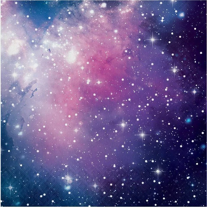 Galaxy Space Party Supplies Lunch Napkins 8 Pack Blue Purple Tableware Stars - Image 1 of 1