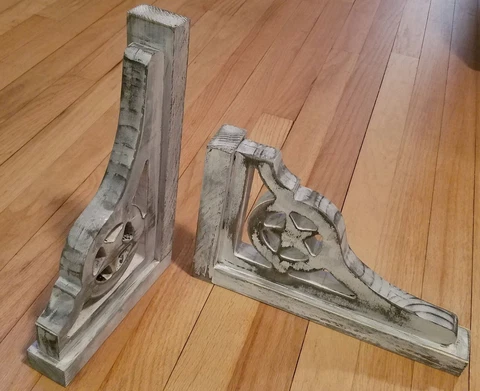 Pair of Distressed Corbel Shelf Brackets Rustic Farmhouse Texas Star Design 38F Cover