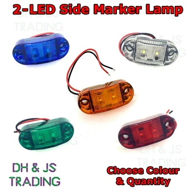 Twin LED Side Marker Indicator Lights Lamp Lorry HGV Trailer Marine E-Marked 12v - Image 1 of 2