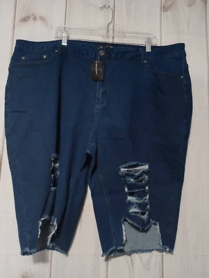Pantalones Cortos Ashley Stewart Damas 24 Denim Elastizados Envejecidos Foto 1 de 4