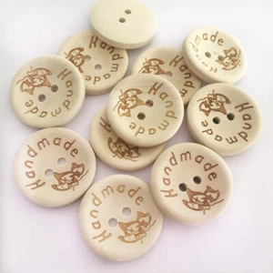 Handmade With Love Natural Wooden Round Buttons Hand Made 3 Sizes -15/20/25mm - Picture 1 of 20