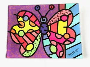 ✿ ROMERO BRITTO ✿ PLACA DE VIDRIO RECTANGULAR: MARIPOSA ** NUEVA ** - Imagen 1 de 5