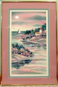 Jan Hartman Water Color Print Large 24 1/2" x 16 1/8" Signed Framed - Foto 1 di 2