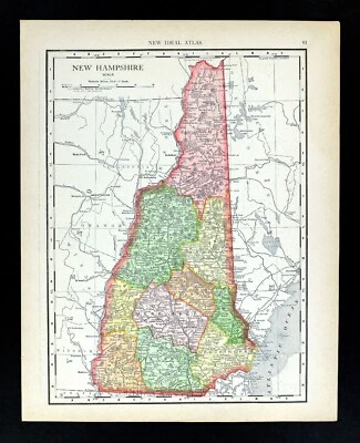 1912 McNally Map New Hampshire Concord Manchester Portsmouth NH - Mt. Washington - Image 1 of 3