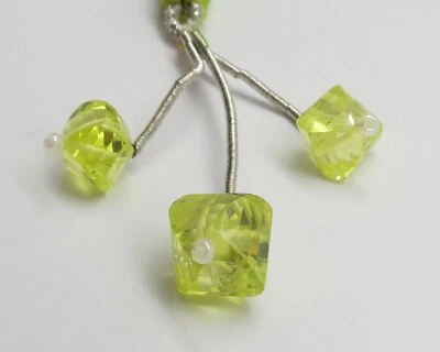 3 Pieces Zircon Peidot Beads Faceted Nuggets Jewelry Making Beads 20 carats - Image 1 of 4