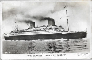 1939 Norddeutscher Lloyd Line SS Europa Ocean liner Real Photo postcard 5160 - Picture 1 of 2