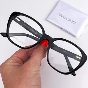 Jimmy Choo Women Eyeglasses Black Demo Square JC252/F 807 NEW - Picture 1 of 10