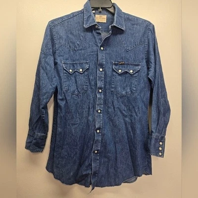 Camisa a Presión Dee Cee Denim Perla M Vintage Vaquero Occidental Hecha en EE. UU. Años 80 Foto 1 de 4
