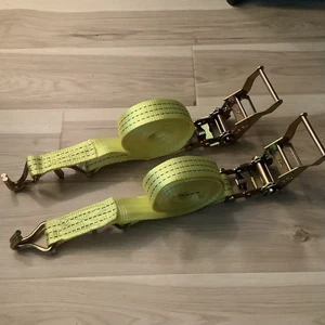 (2) New 1.5" x 15' 4000 lb Ratchet Straps J Hook Heavy Duty Tie Downs - Picture 1 of 7
