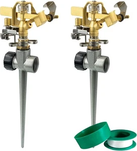 Paquete de 2 rociadores pulsantes Hourleey de latón de impacto para césped, multicolor - Imagen 1 de 7