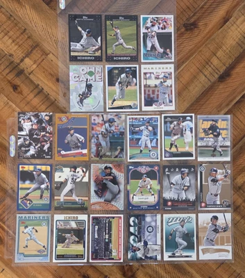 Lote de 24 cartas Ichiro Suzuki Topps 2002-2016 Upper Deck Mariners Foto 1 de 4