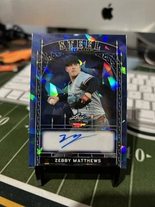 2024 Leaf Trinity Baseball Zebby Matthews STEEL BLUE ICE  AUTOGRAPH /7 Twins - Picture 1 of 2