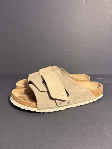 Birkenstock Sandals Mens Size 7 Taupe Suede Kyoto Slip On Cork Footbed EVA Sole - Picture 1 of 10