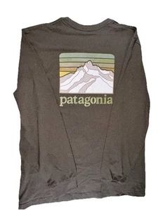 Patagonia Men's Long S T-Shirt XA Gray Logo Graphic Worn Wear Recycled Materials - Picture 1 of 12