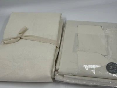 Nuevo Juego/2 Cortinas Forradas Algodón Lino Europeo West Elm 48x84, Alabastro Foto 1 de 4