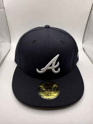 New Era 59Fifty Atlanta Braves Navy Blue/White Fitted Hat Size 7 1/8 - Image 1 of 4