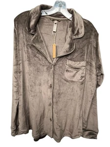 NWT Skims Velour Brown Long Sleeve Top Pajama Top Sz M - Picture 1 of 2