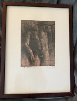 Gravura gravura Trevor Southey - “Awakening”, masculina nua - Imagem 1 de 4