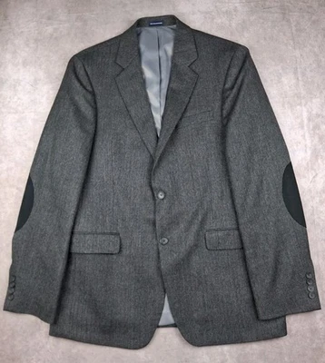 Stafford Blazer спортивное пальто 42L серый текстурированный шерсти классический крой локоть патчи - Изображение 1 из 4