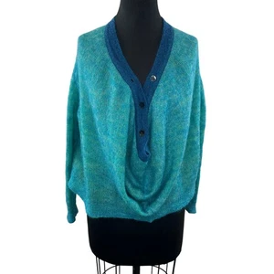 Plumpynuts Wollmischung Strickpullover blau Button Down Pullover Wickel wandelbar  - Bild 1 von 8