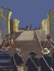 THE ALAMO DAVY CROCKETT ENTERTAINS THE MEN ART PRINT - Picture 1 of 1