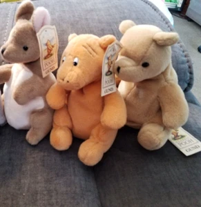Disney Gund Classic Pooh Bear & Friends Kangaroo Tigger 3 Plush Beanbag toys LOT - Picture 1 of 14