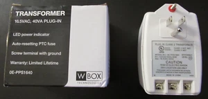 WBOX OE-PPS1640 Plug In Class 2 Transformer 16.5Vac 40Va w/ LED - NIB Free Ship