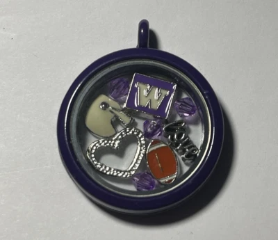 Medallón Washington Huskies NCAA Memory Charm con cadena de 22 pulgadas NUEVO Foto 1 de 3