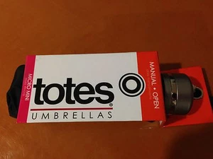 NEW Totes Kids Ladies Mens Signature Micro Manual Compact Umbrella Black 1 Size - Picture 1 of 3