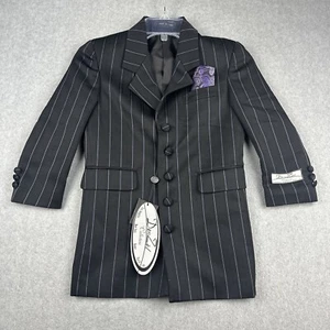 Den Zel Blazer Boys 6R Black Stripe Suit Separate 5 Button Jacket Sport Coat NWT - Picture 1 of 8