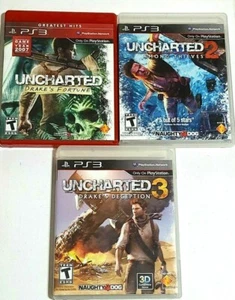 Discos PS3 Uncharted 1-2-3 Fortune, Among Thieves, Deception como nuevos con manuales - Imagen 1 de 6