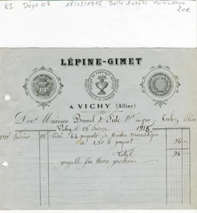 Dépt 03 - Vichy - Belle Entête d'une Société d'Horticulture Lépine Gimet de 1915 - Picture 1 of 1