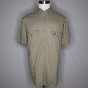 Vintage Mossy Oak Companions Button Up Short Sleeve Shirt Beige Tan Sz XL *Read* - Picture 1 of 8