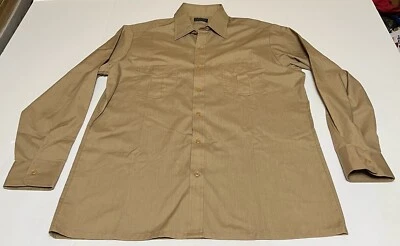 VINTAGE 70s JCPenney Shirt Mens Large 16-16.5 Brown Button Up Retro Long Sleeve - Image 1 of 4
