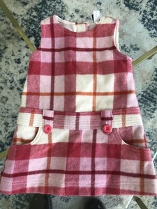 Sz 2 Baby Gap Pink Plaid Wool Blend Dress EUC - Picture 1 of 1